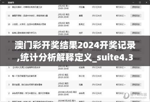 澳门彩开奖结果2024开奖记录,统计分析解释定义_suite4.355