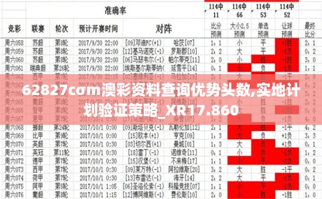 62827cσm澳彩资料查询优势头数,实地计划验证策略_XR17.860