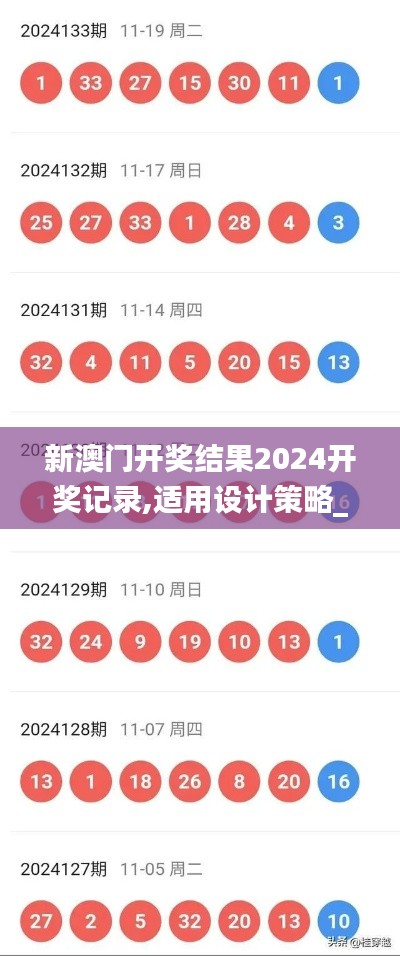 新澳门开奖结果2024开奖记录,适用设计策略_铂金版4.692