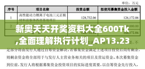 新奥天天开奖资料大全600Tk,全面理解执行计划_AP13.231