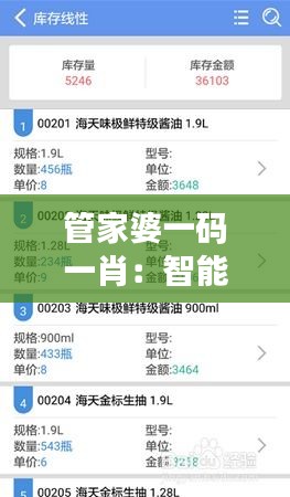 管家婆一码一肖：智能化库存管理的先锋