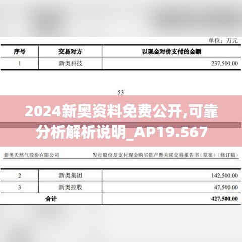 2024新奥资料免费公开,可靠分析解析说明_AP19.567