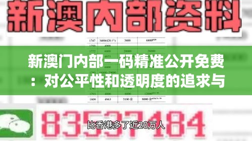 新澳门内部一码精准公开免费：对公平性和透明度的追求与挑战