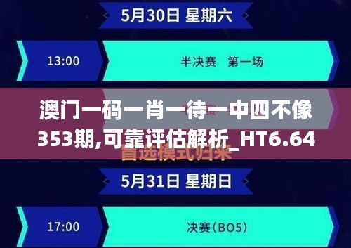 澳门一码一肖一待一中四不像353期,可靠评估解析_HT6.644